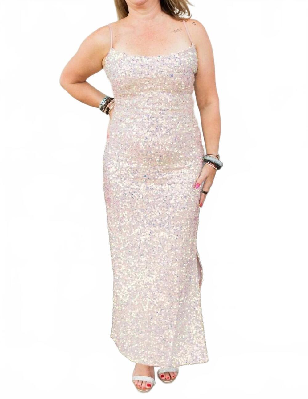 NEW OLIVACEOUS lily sequin maxi dress in blush